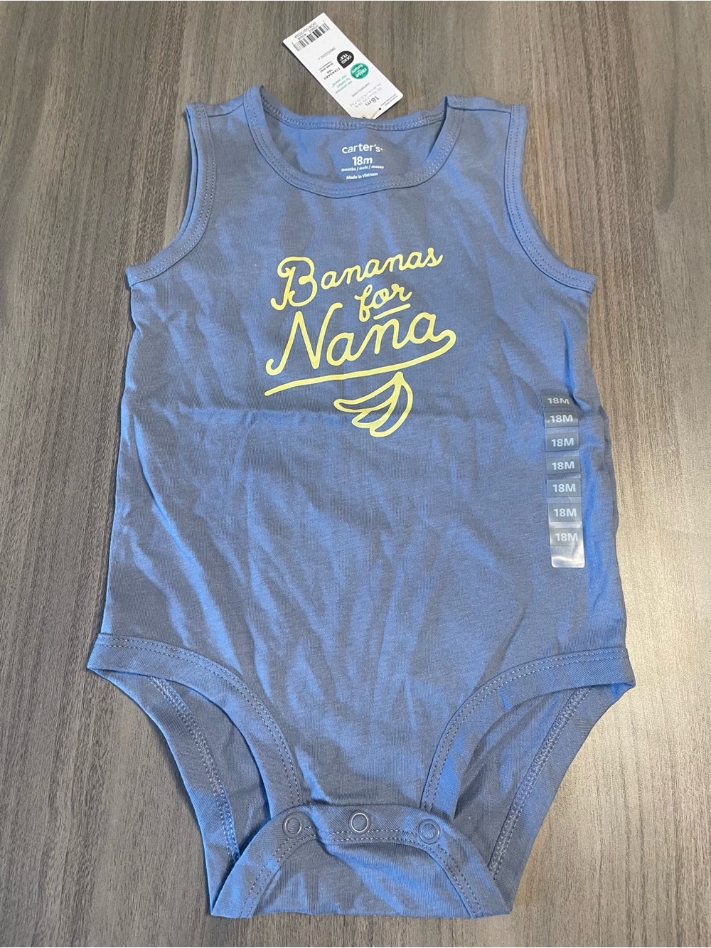 NWT Carter's Baby Boy / Unisex "Bananas for Nana" Sleeveless Bodysuit - Size 18M